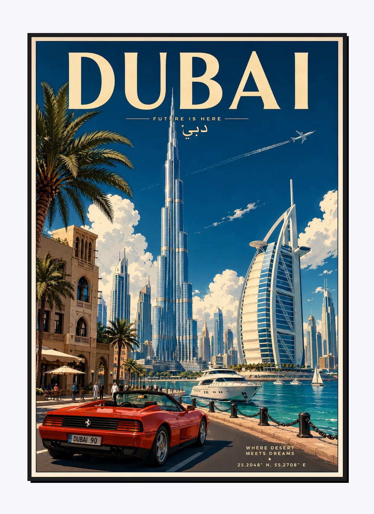 Dubai Retro Anime Travel Poster Mockup
