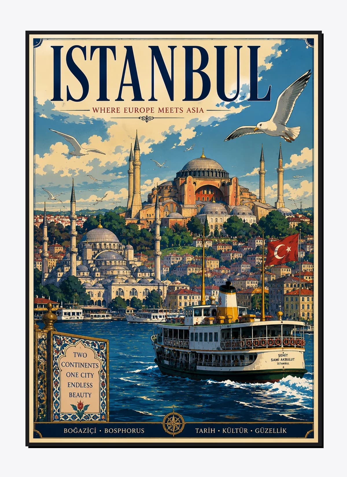 Istanbul Retro Anime Travel Poster Mockup