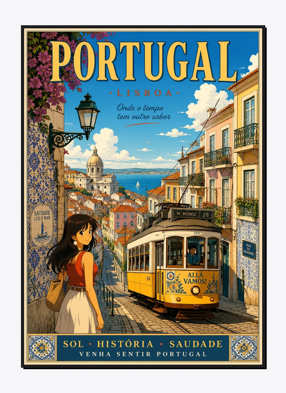 Portugal Retro Anime Travel Poster Mockup