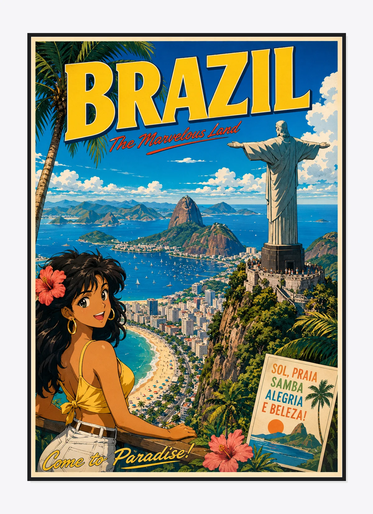 Brazil Retro Anime Travel Poster