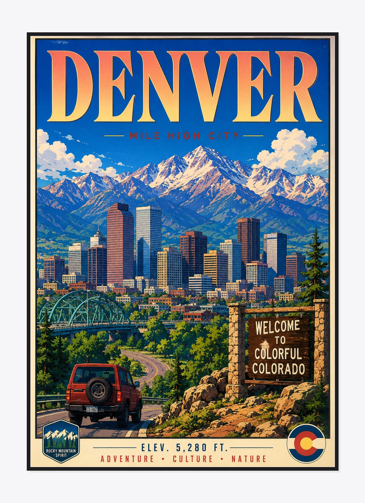 Denver Retro Anime Travel Poster