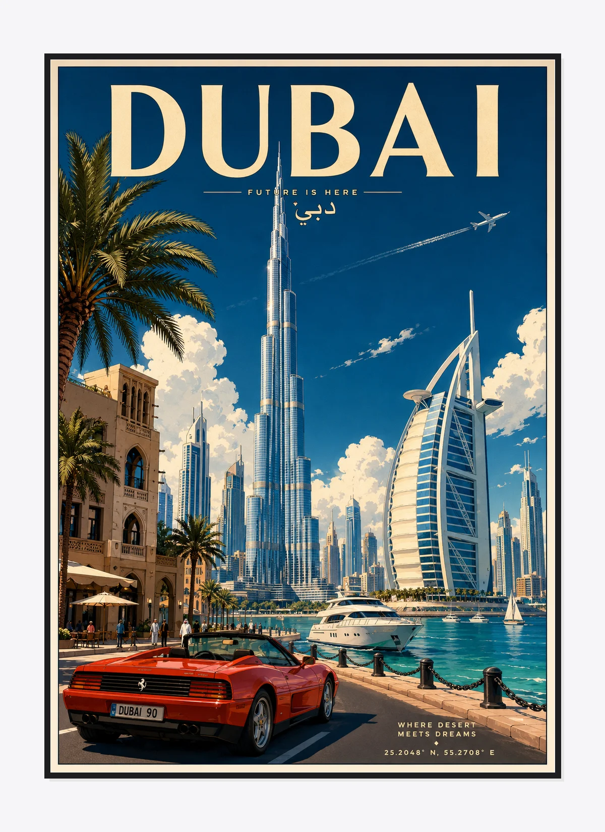 Dubai Retro Anime Travel Poster