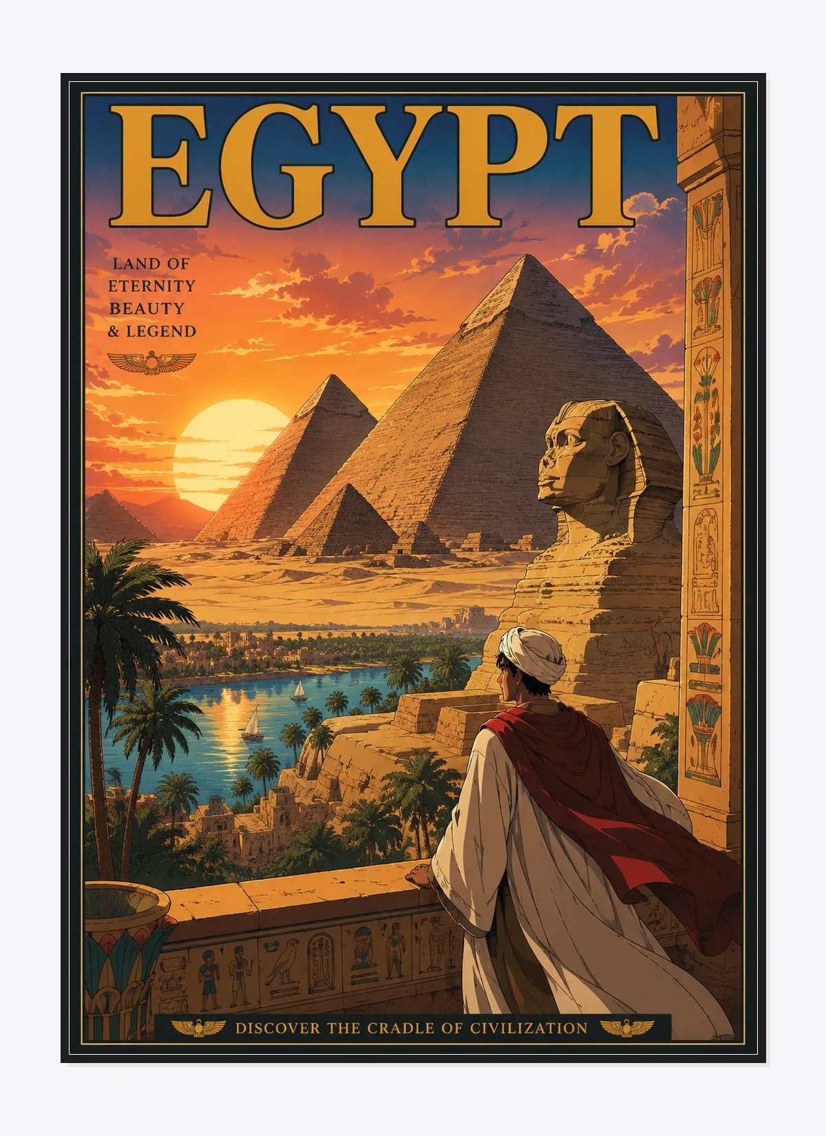 Egypt Retro Anime Travel Poster