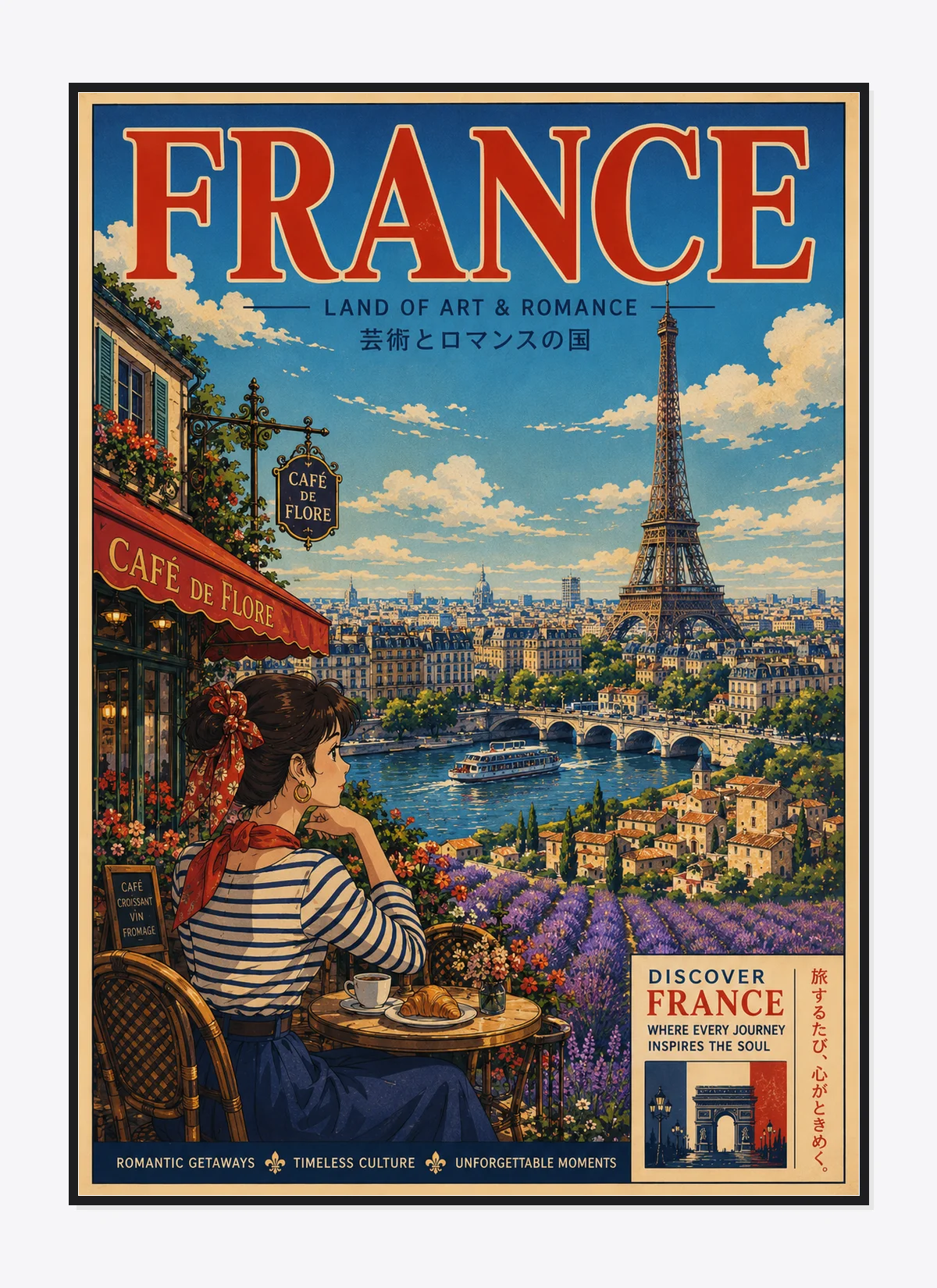 France Retro Anime Travel Poster