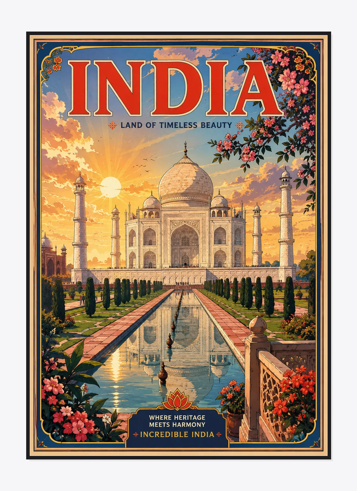 India Retro Anime Travel Poster