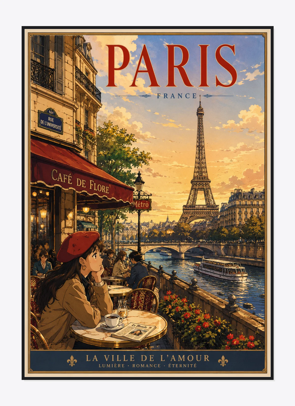 Paris Retro Anime Travel Poster