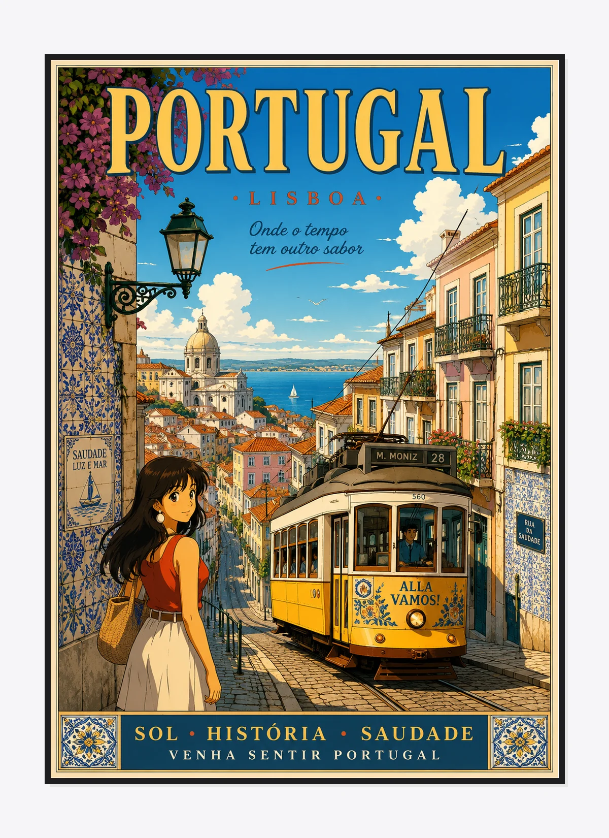 Portugal Retro Anime Travel Poster