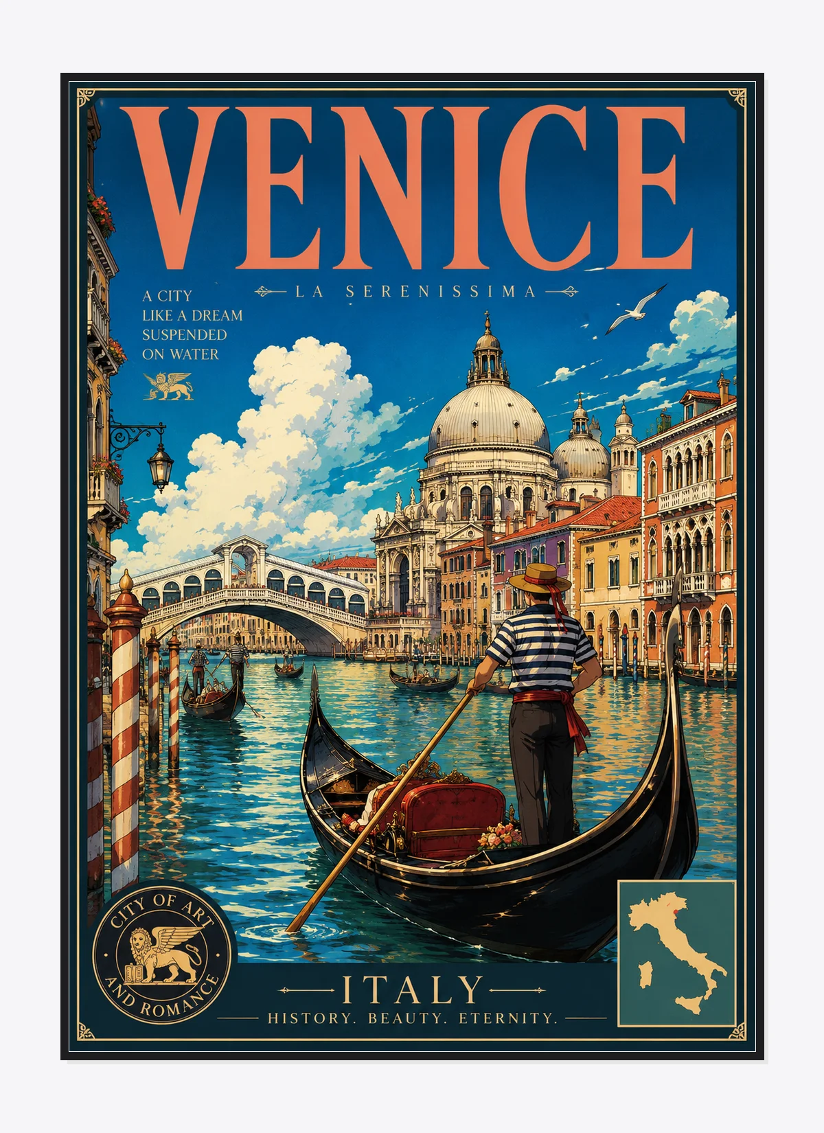 Venice Retro Anime Travel Poster