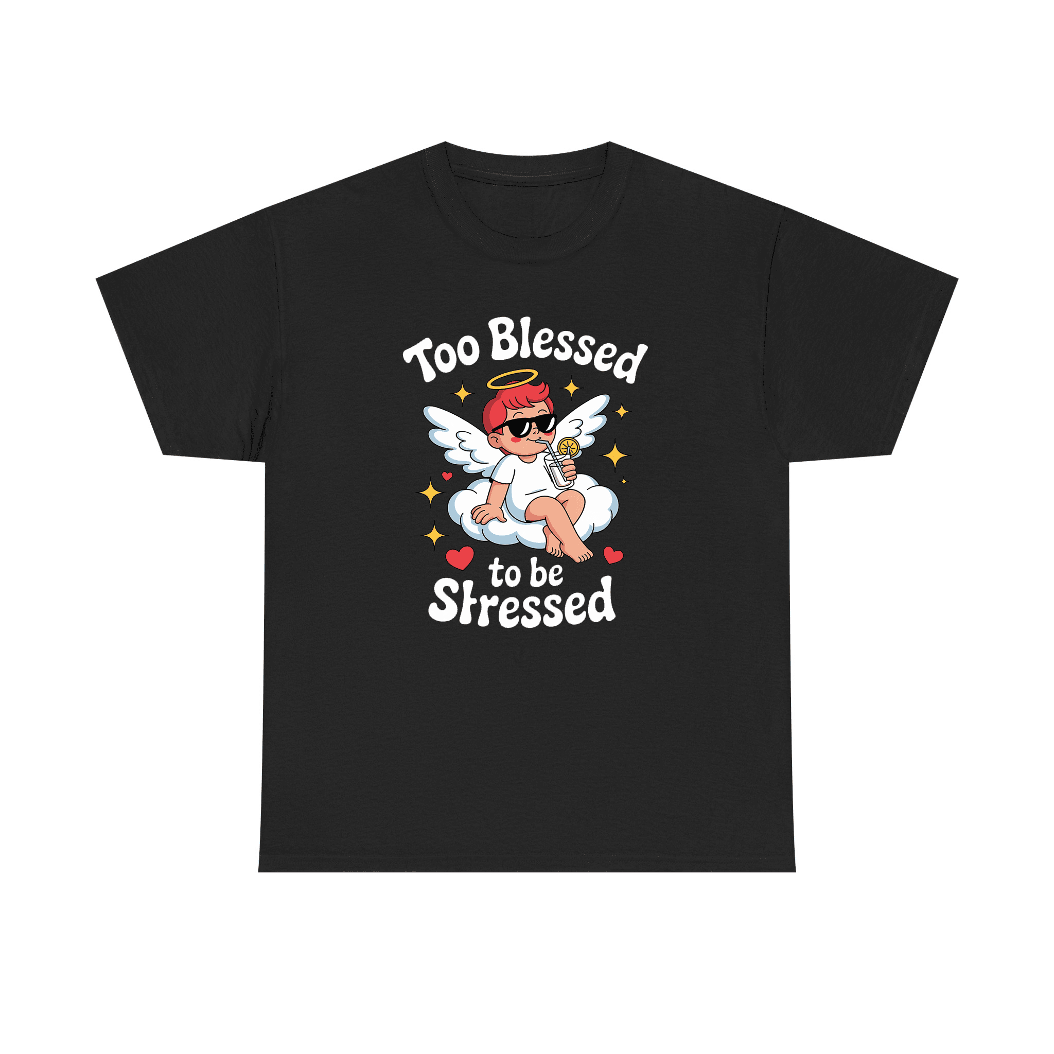 T-shirt with Too blessed to be stressed design