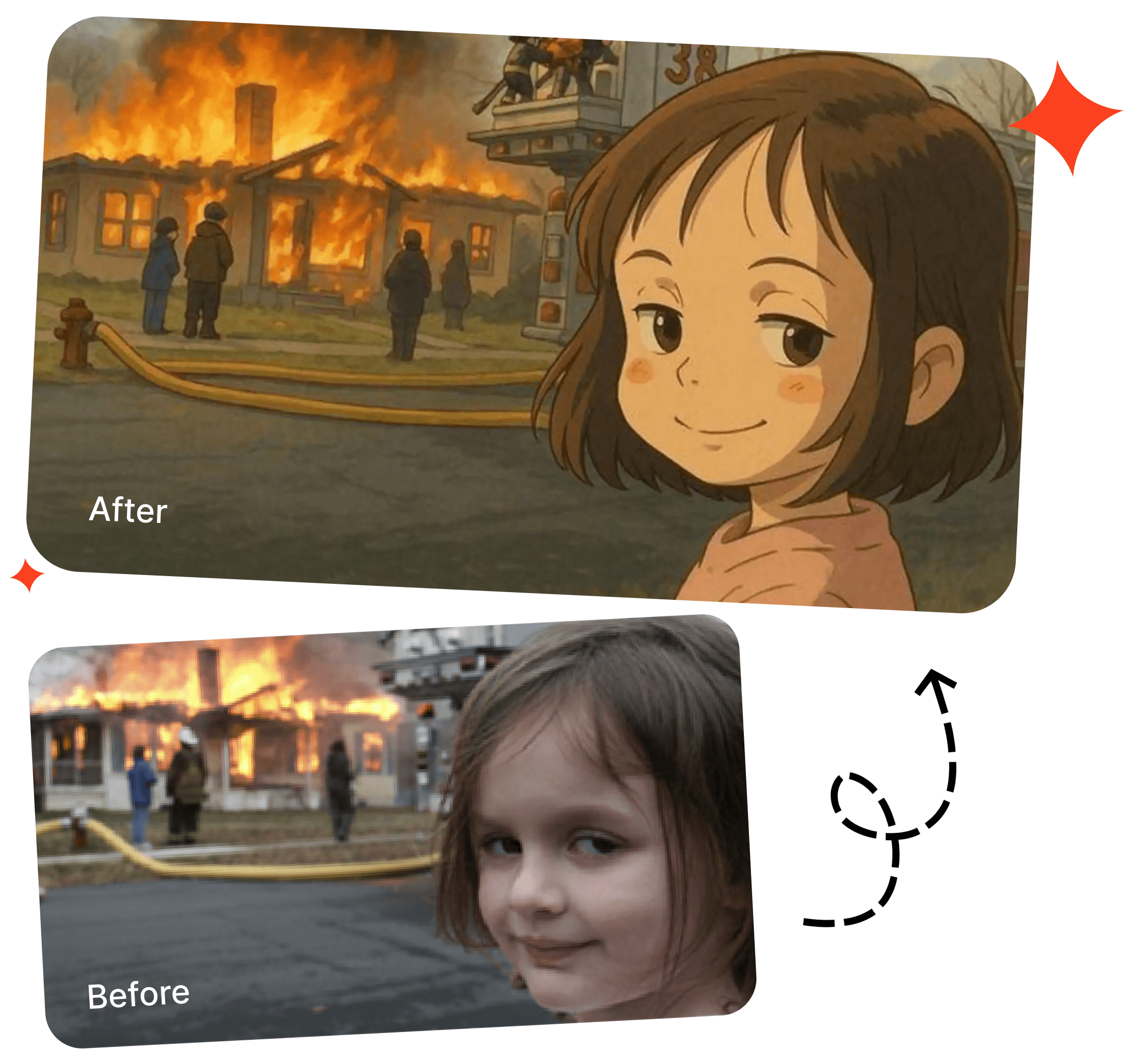 Studio Ghibli AI generation before and after comparison