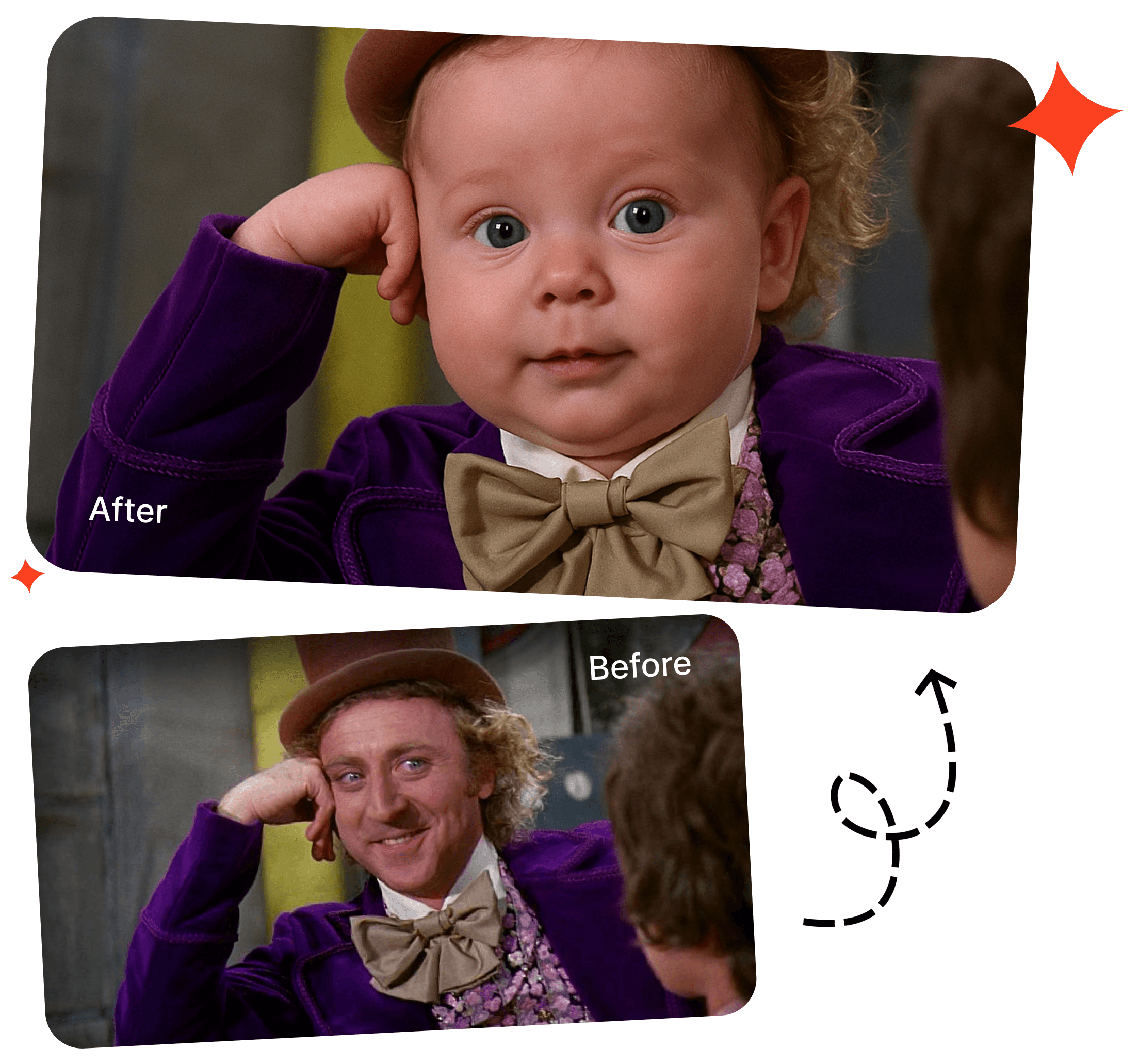 Baby Filter AI generation before and after comparison