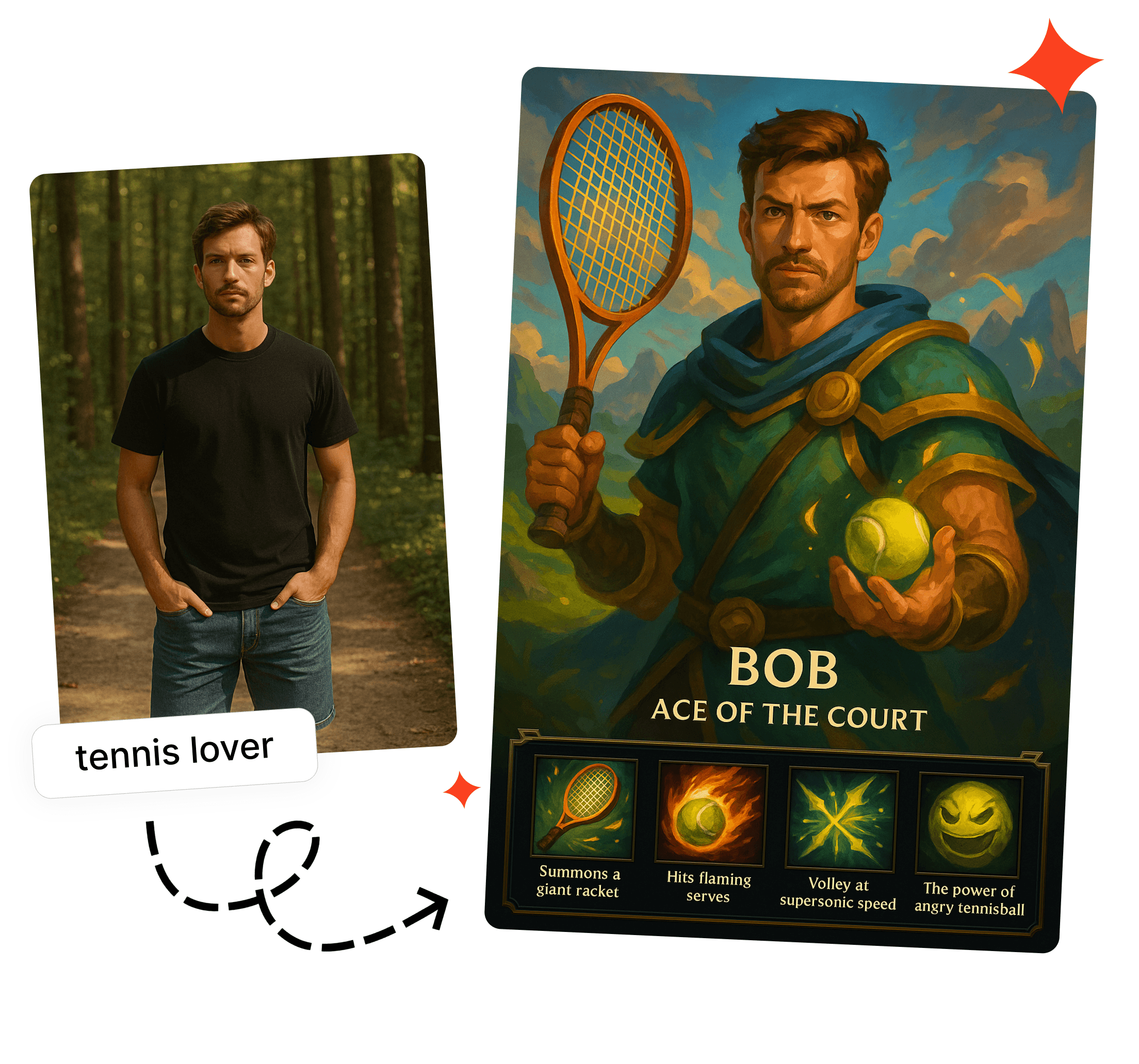 League Hero Card AI generation before and after comparison