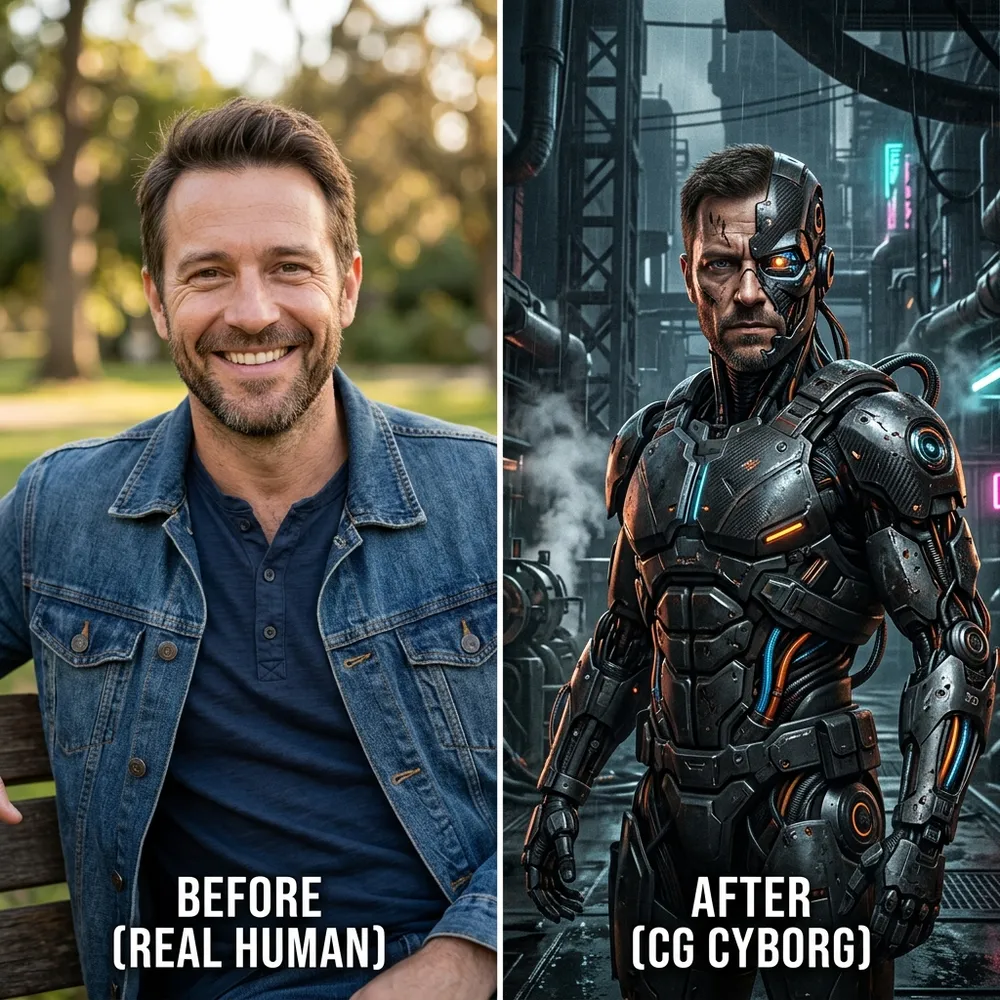 LDR Dystopian AI generation before and after comparison