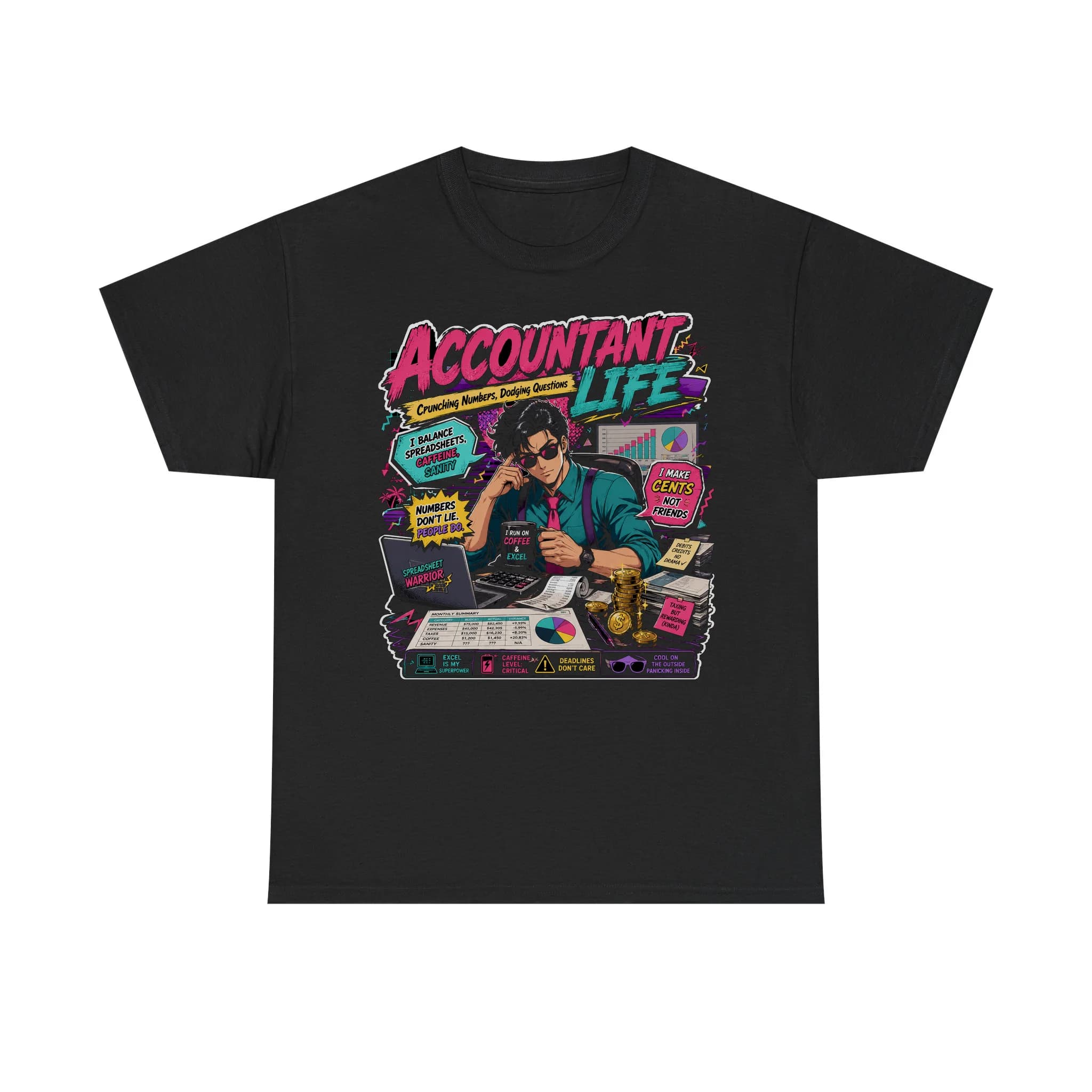 Funny Accountant Life Retro Anime Shirt Mockup