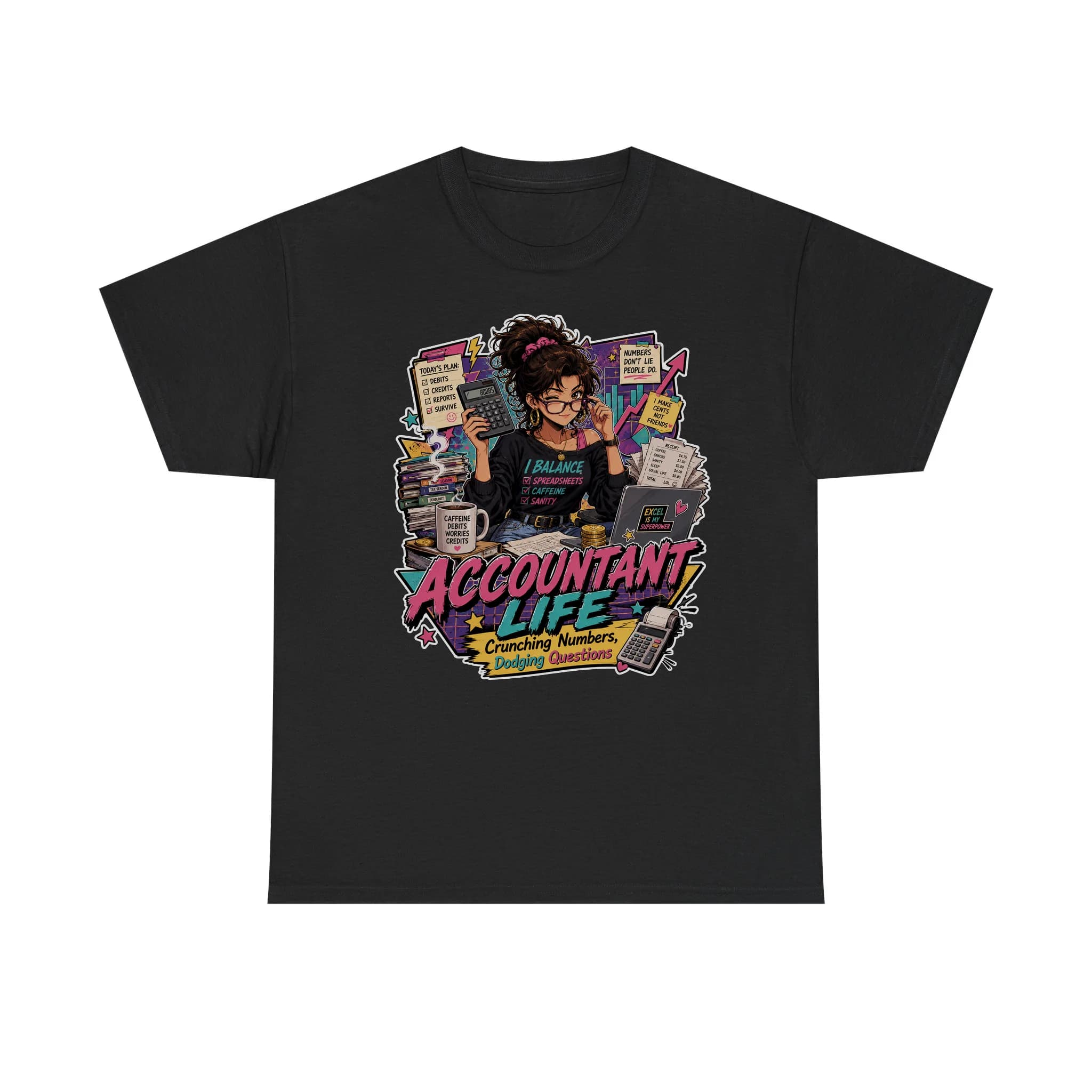 Funny Accountant Retro Anime Shirt Mockup