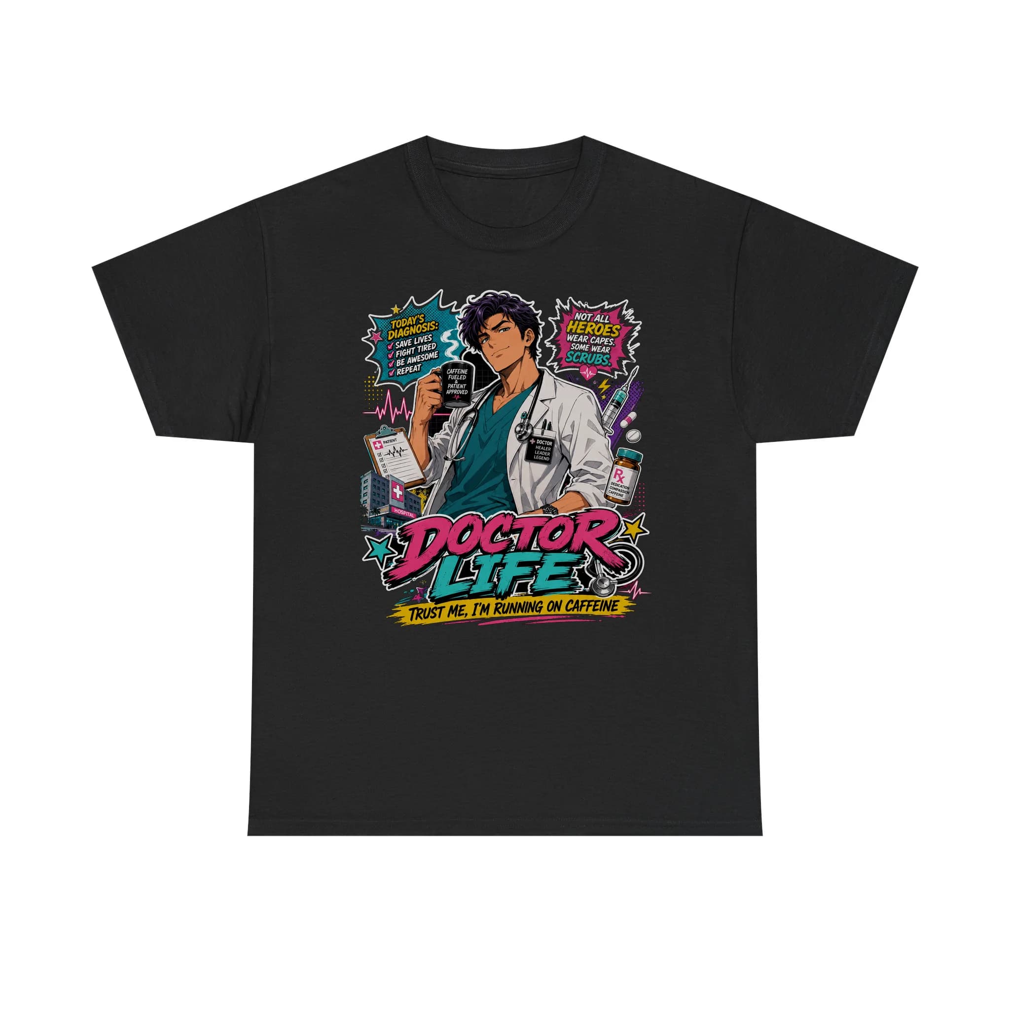 Funny Doctor Life Retro Anime Shirt Mockup
