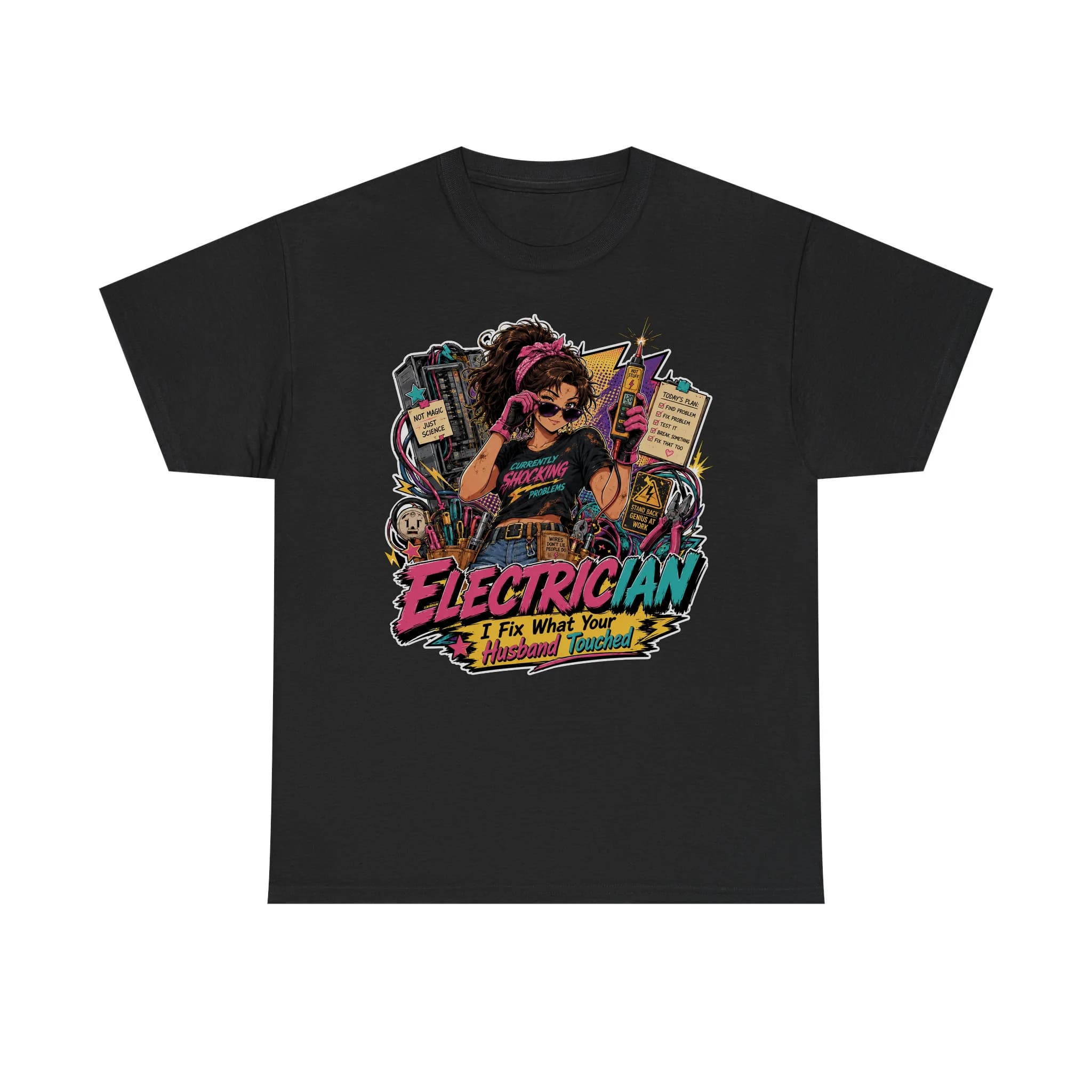 Funny Electrician Retro Anime Shirt Mockup
