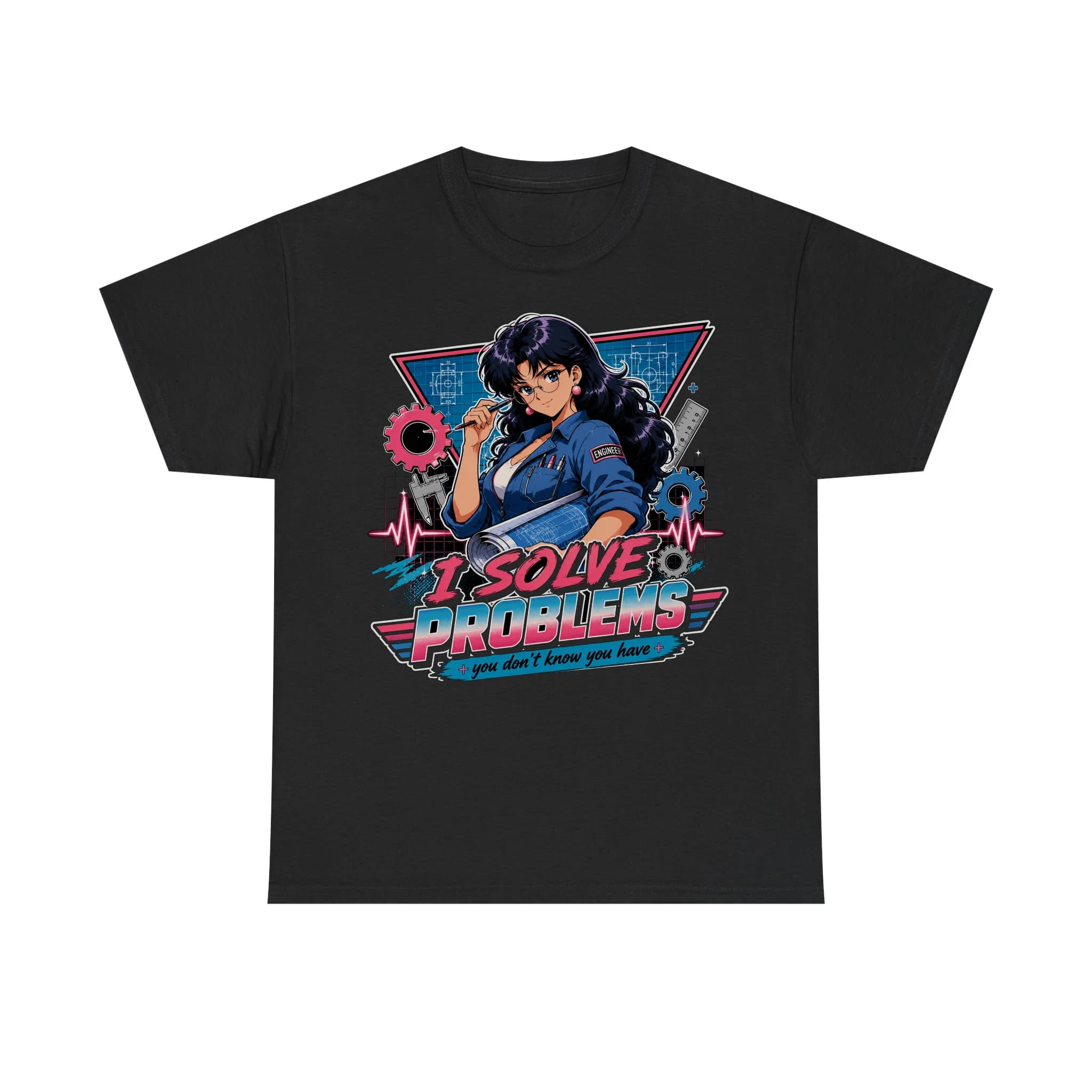 Funny Engineer Retro Anime Shirt Mockup