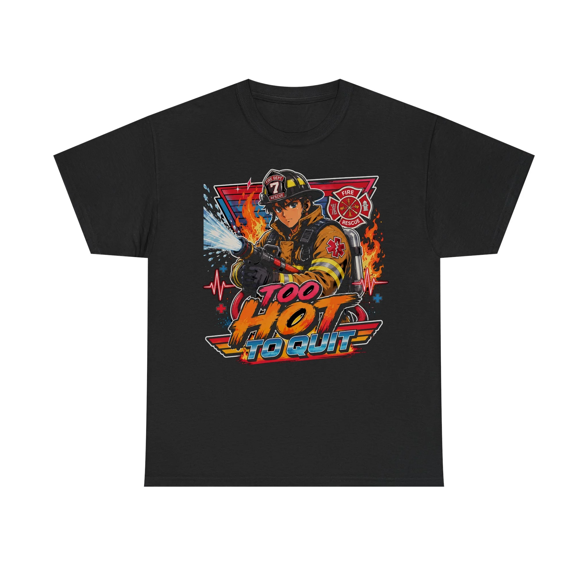 Funny Firefighter Retro Anime Shirt