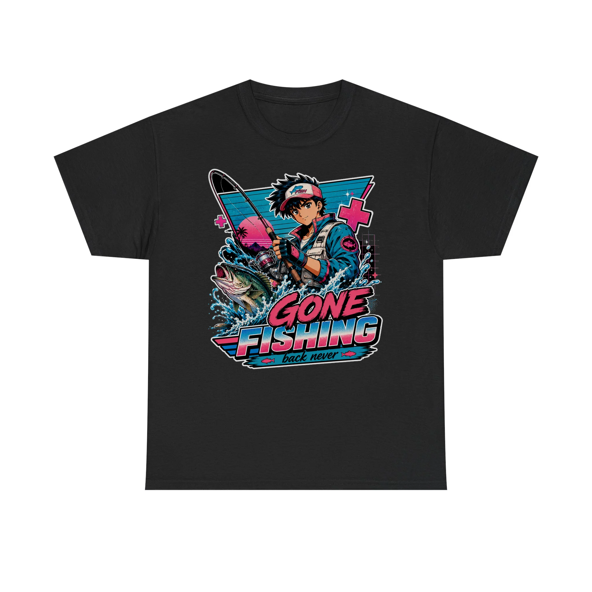 Funny Fishing Dad Retro Anime Shirt