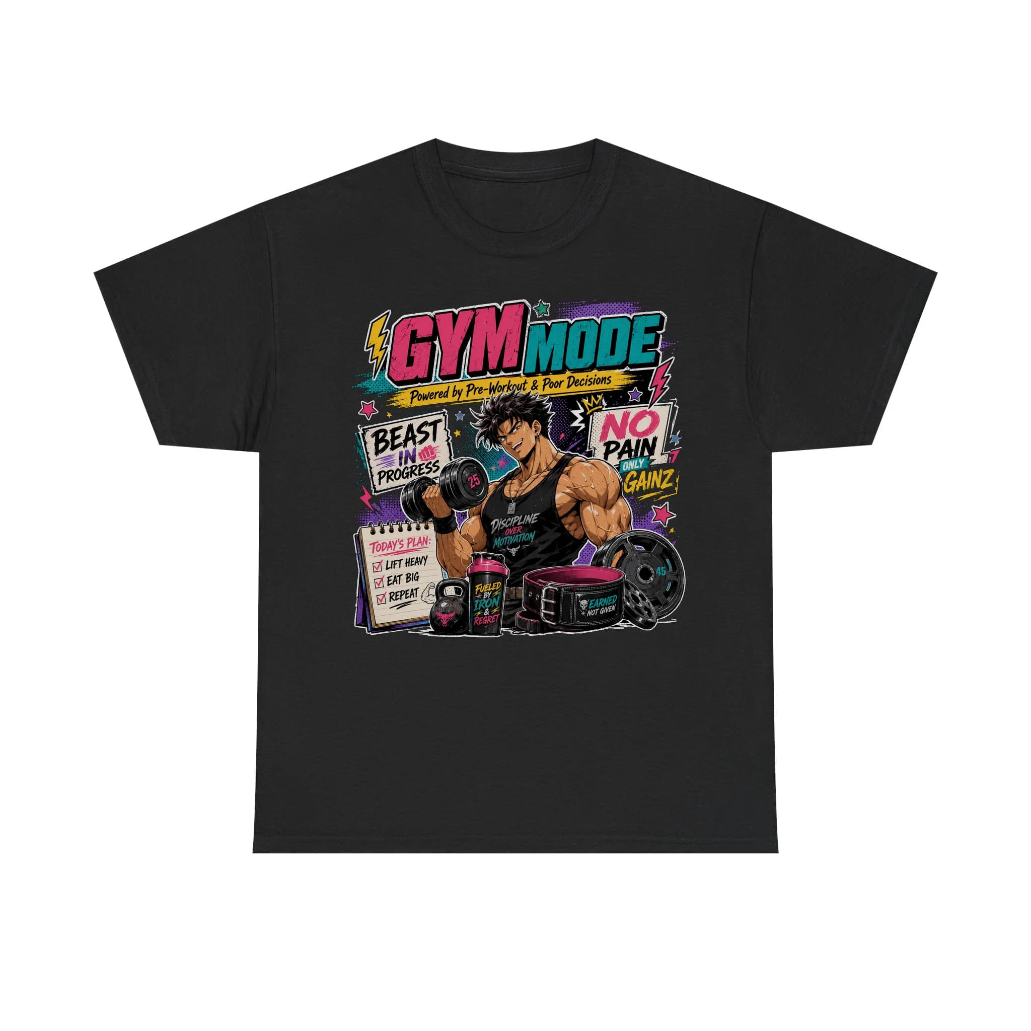 Funny Gym Life Retro Anime Shirt Mockup