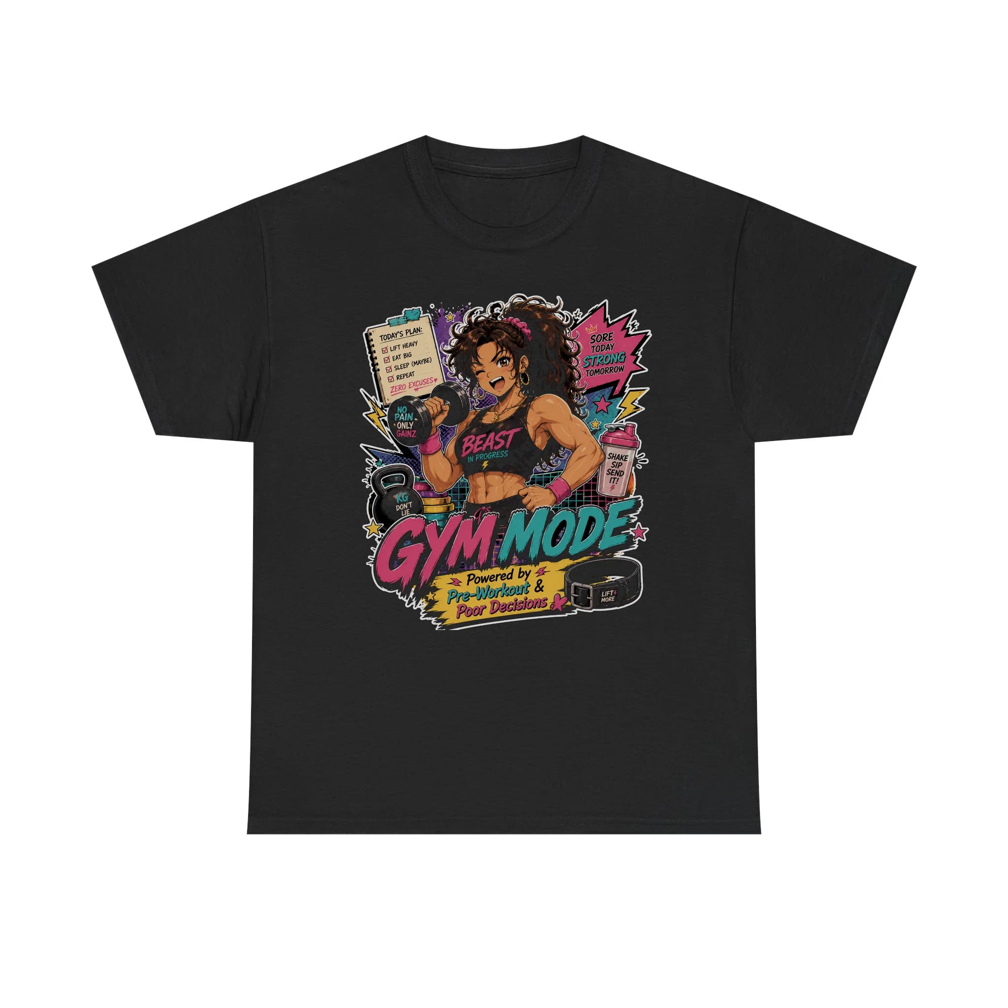 Funny Gym Mode Retro Anime Shirt Mockup