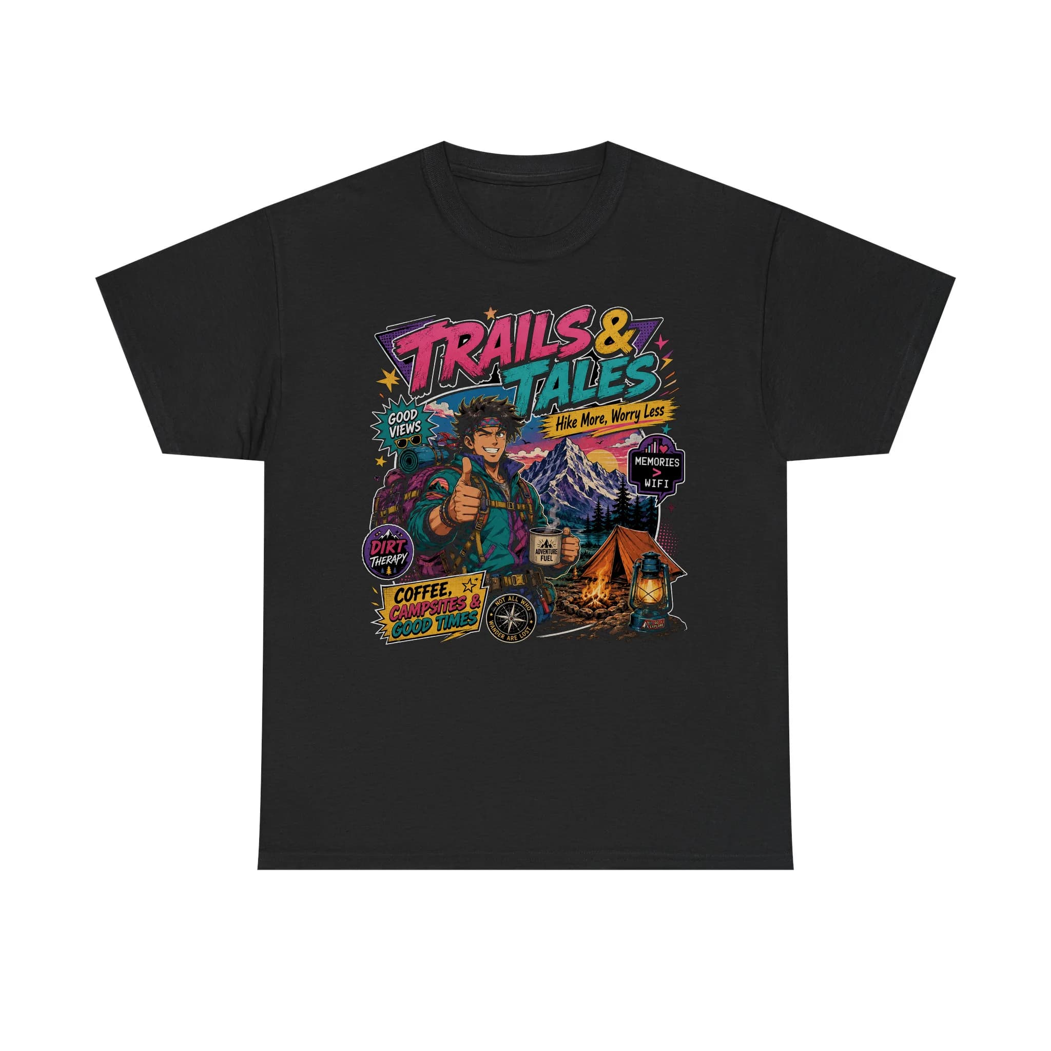 Funny Hiker Mode Retro Anime Shirt Mockup