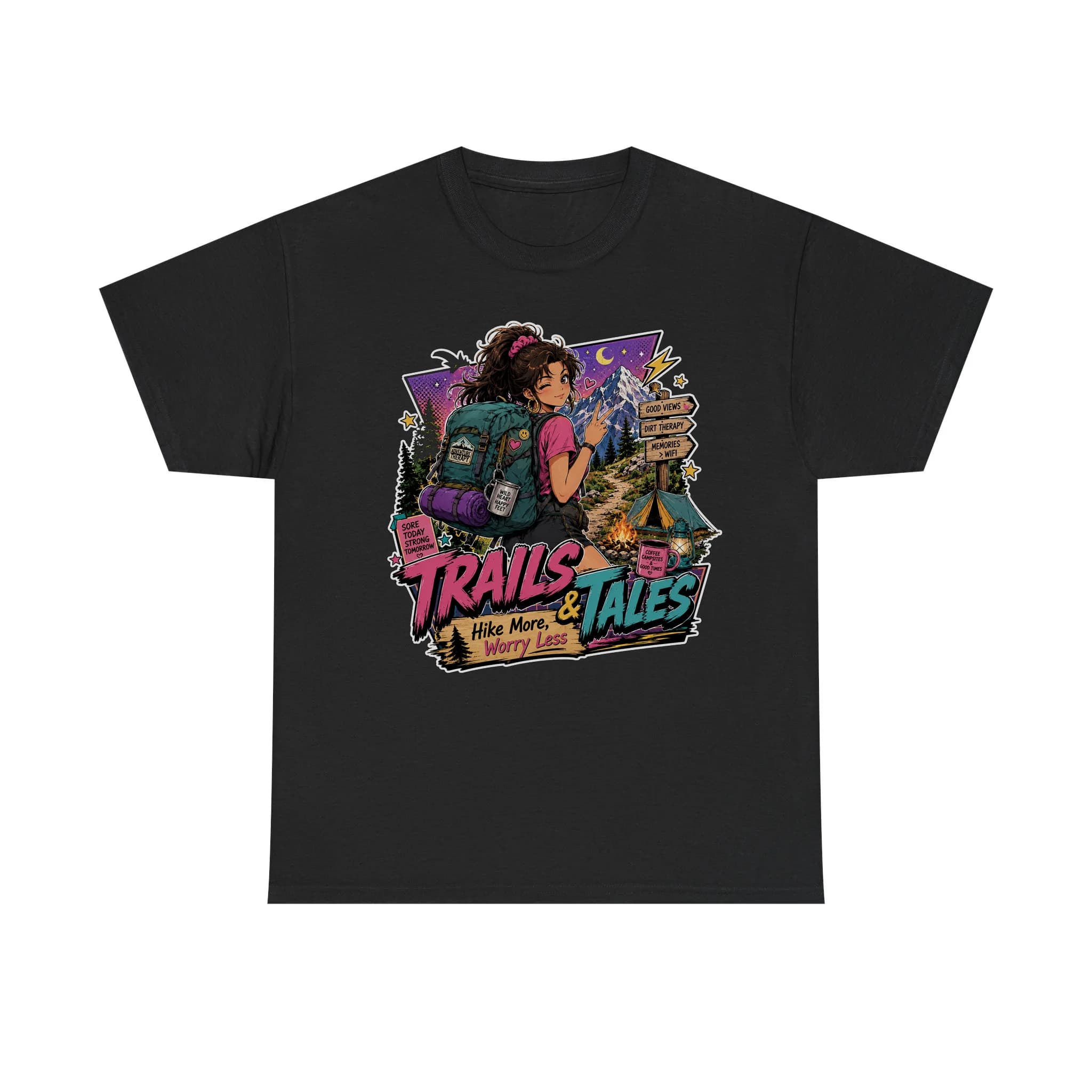 Funny Hiker Retro Anime Shirt Mockup