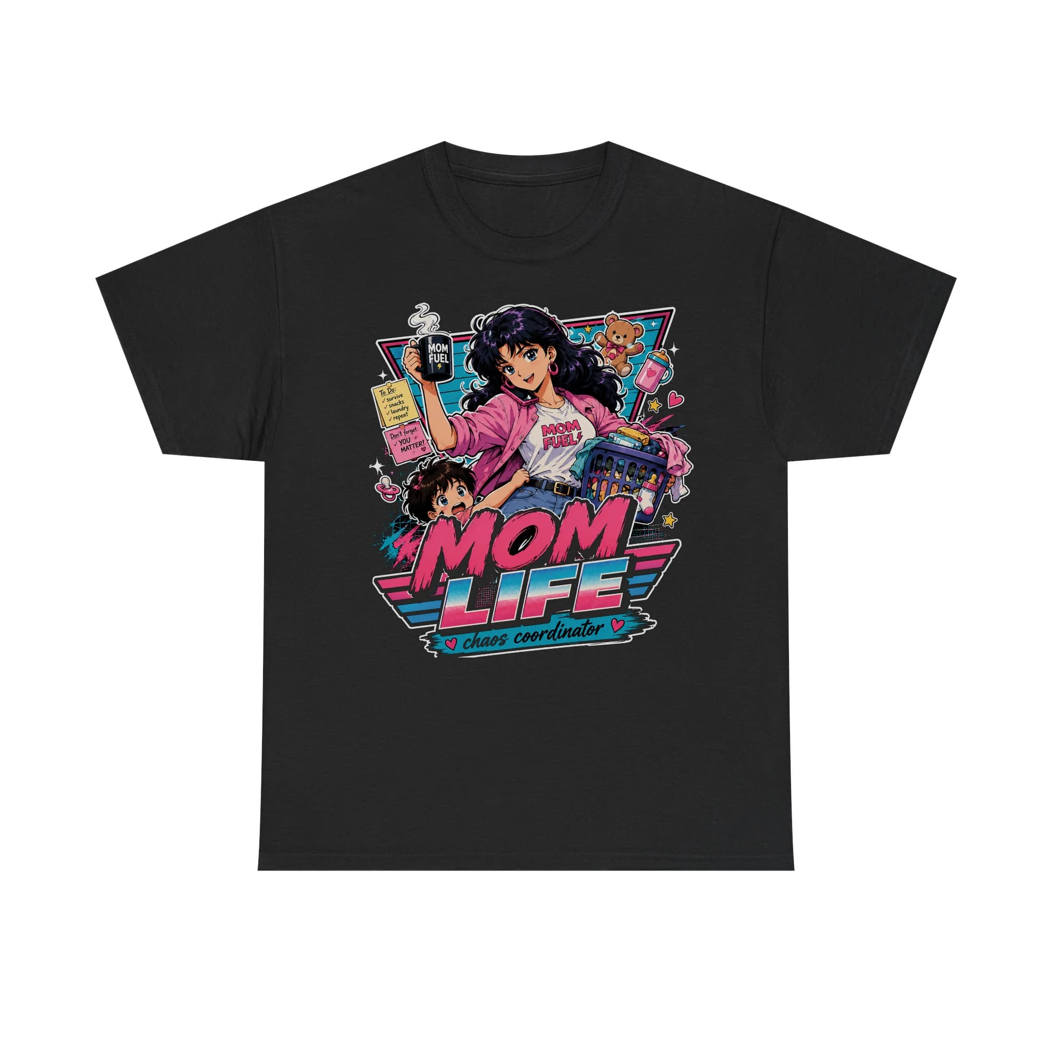 Funny Mom Life (Wavy Style) Retro Anime Shirt Mockup
