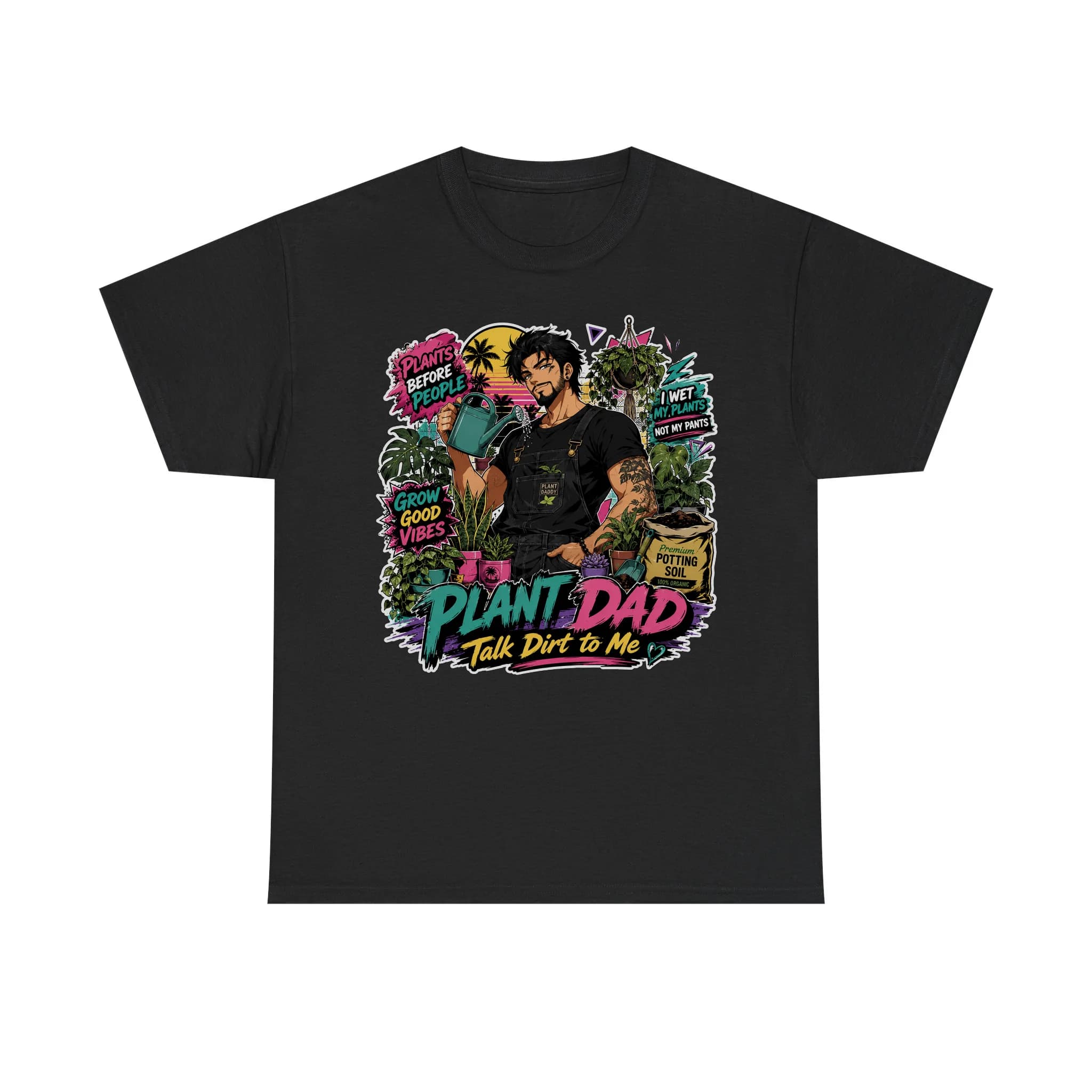 Funny Plant Dad Retro Anime Shirt Mockup