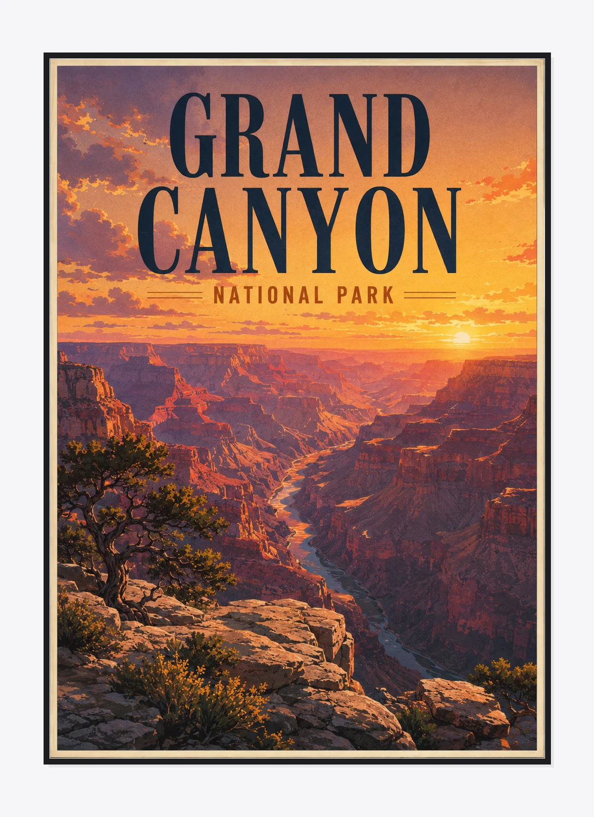 Grand Canyon National Park Retro Anime Travel Poster