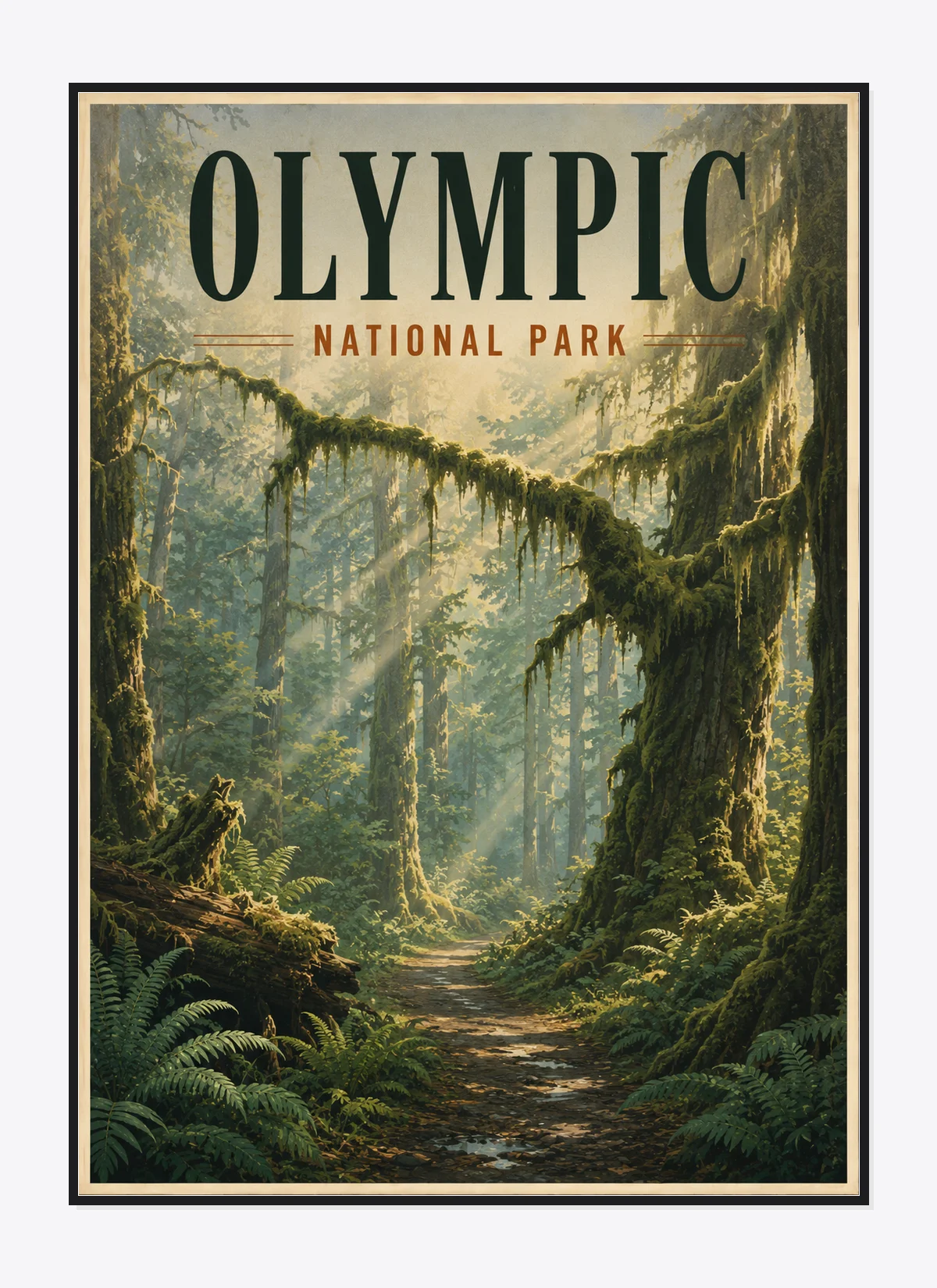 Olympic National Park Retro Anime Travel Poster