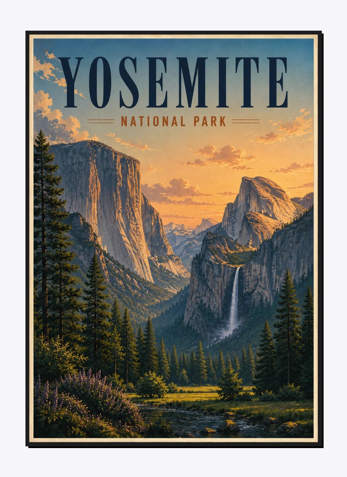 Rocky Mountain National Park Retro Anime Travel Poster Mockup