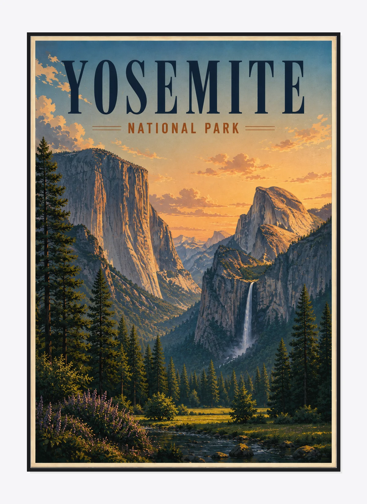 Rocky Mountain National Park Retro Anime Travel Poster