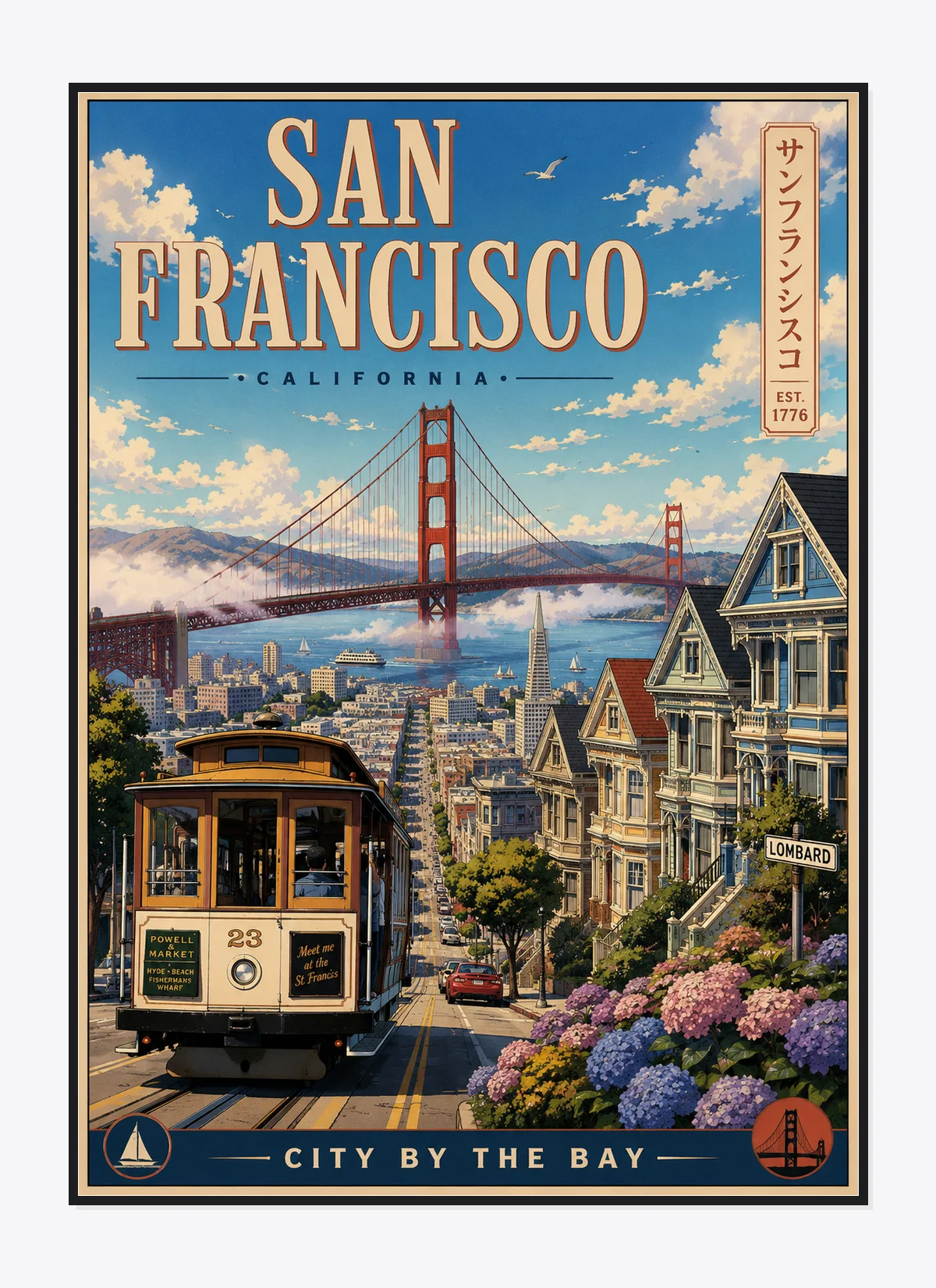 San Francisco Retro Anime Travel Poster