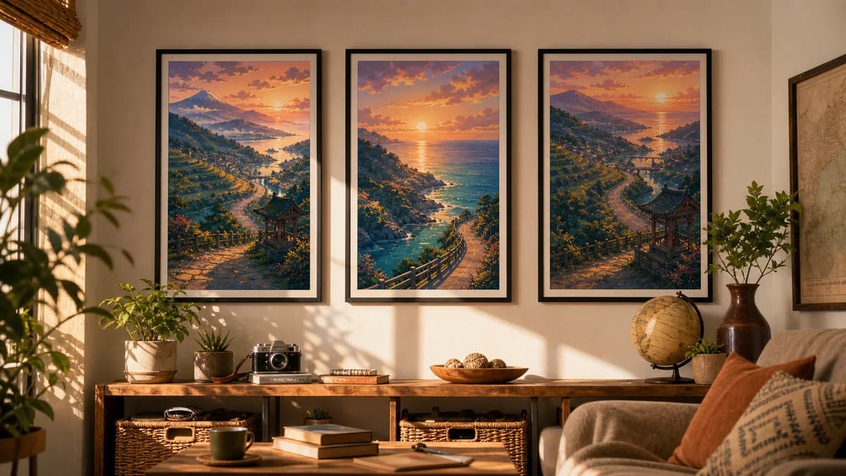 Retro Anime Country Posters